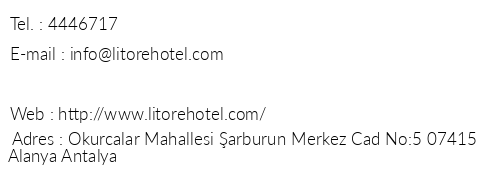 Litore Resort Hotel Spa telefon numaralar, faks, e-mail, posta adresi ve iletiim bilgileri